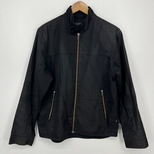 Emile Lafaurie Jacket Men's Size M‎ Black Full Zip Cotton Blend Solid Pockets